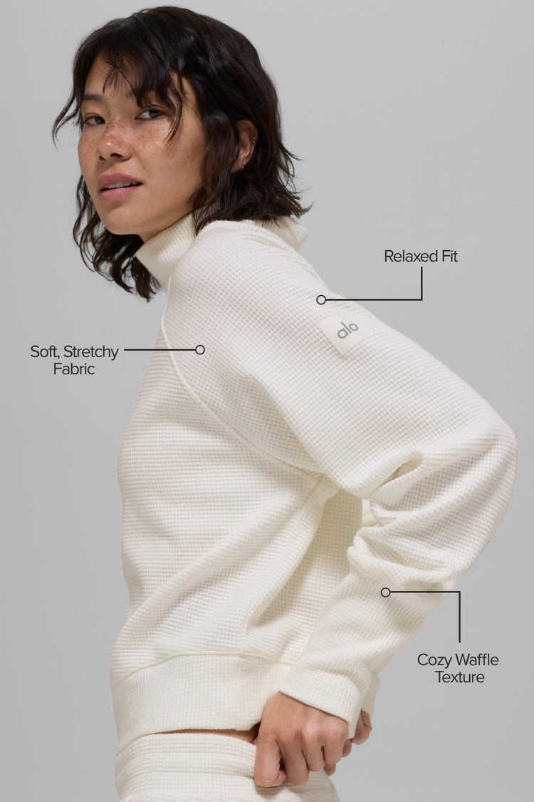 Waffle Weekend Escape "new" Crew Neck Sweater with Sleeves