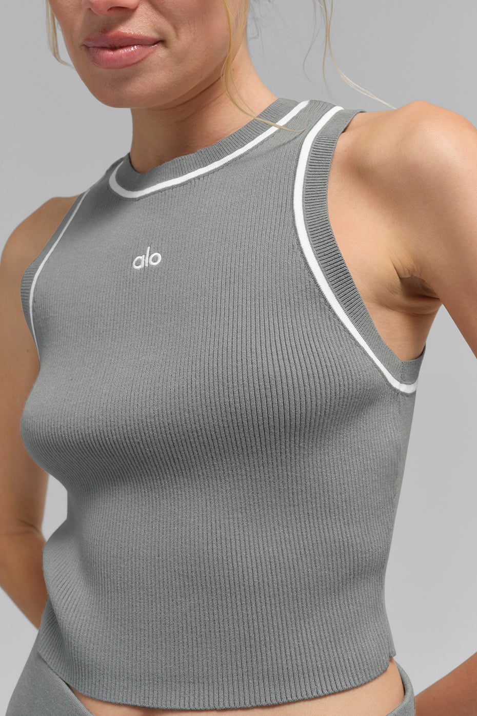 Tank Top - Ribbed Knit Highline Cropped Tank "new" "out of stock"
