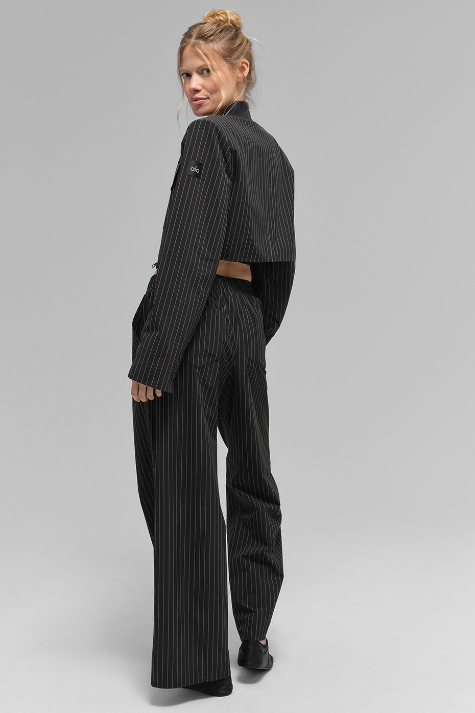 Pinstriped short jacket with full zip "OUT OF STOCK"