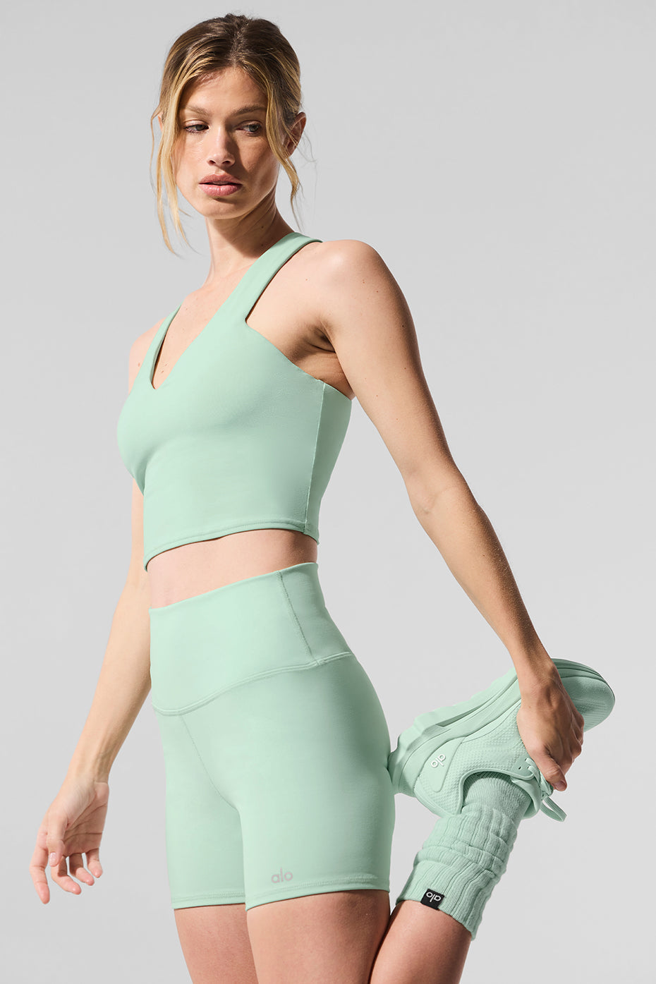 High-Waist Airbrush Biker Shorts - Mint Green